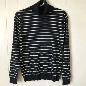 Lands’End Women’s Striped Cotton Top Sweater Size M